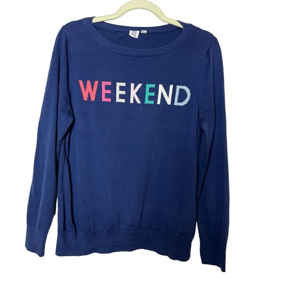 GAP Women's Blue Sweater with Multicolor 'WEEKEND' - Picture 4 of 8